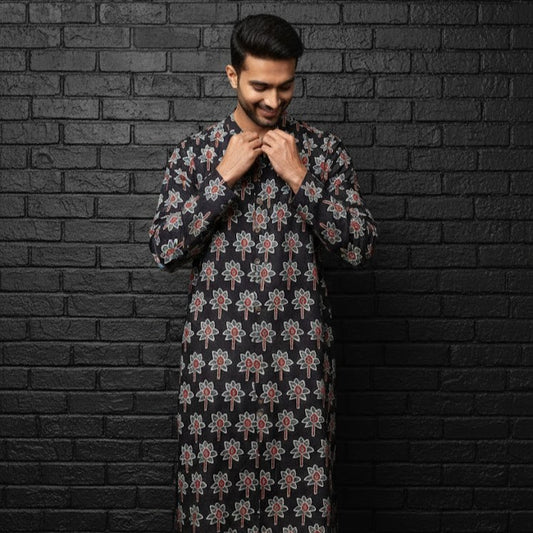 Ajrakh Kurta | Shadow Petals