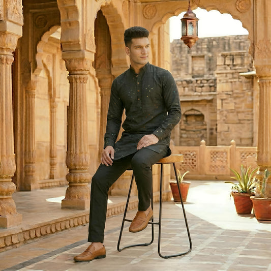 Black Edition | Bandhej Short Kurta