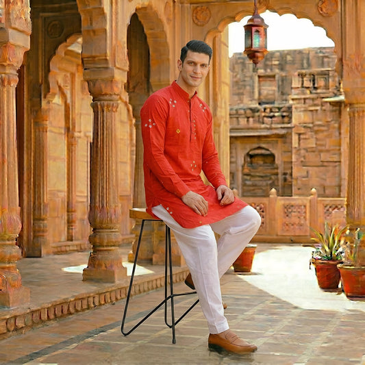 Red Edition | Bandhej Short Kurta