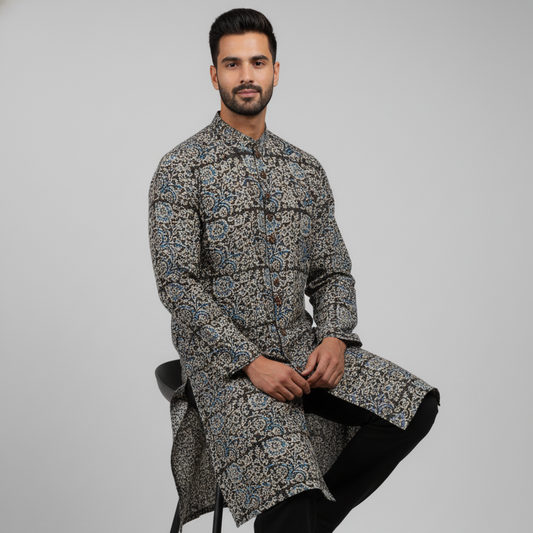 Poochampalli Kurta | Maroon Elegance