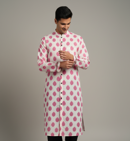 Pastel Harmony Ikat Kurta