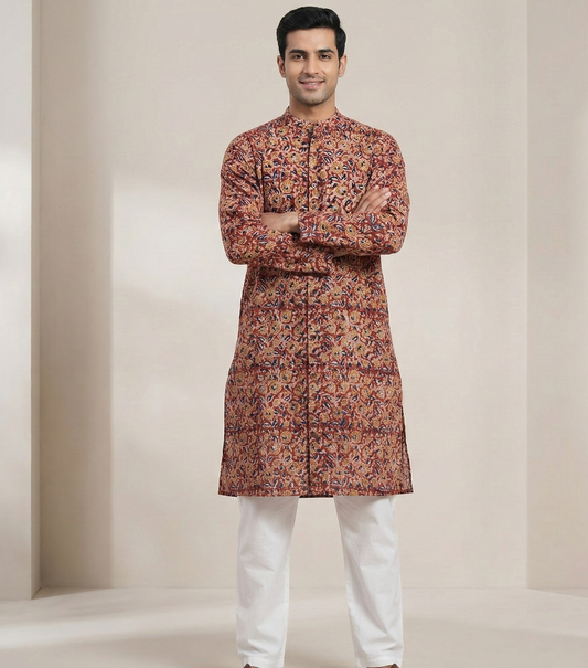 Poochampalli Kurta - The Poochampalli Scarlet