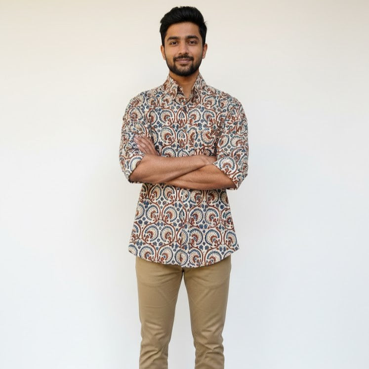 Ajrakh Casual Shirt | Earthen Ivory