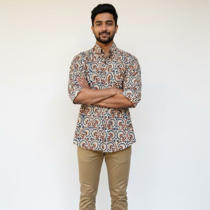 Ajrakh Casual Shirt | Earthen Ivory