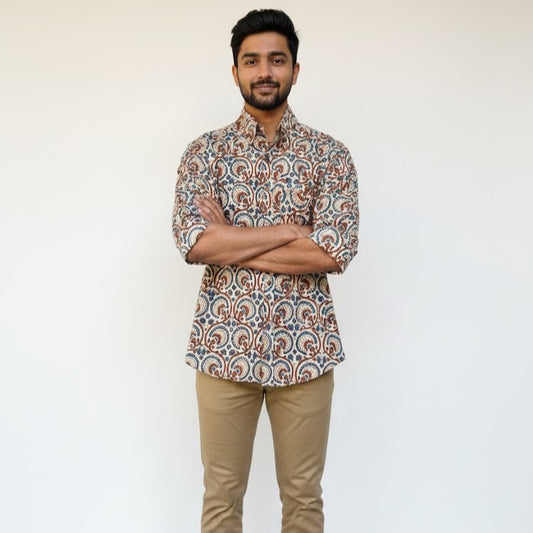 Ajrakh Casual Shirt | Earthen Ivory