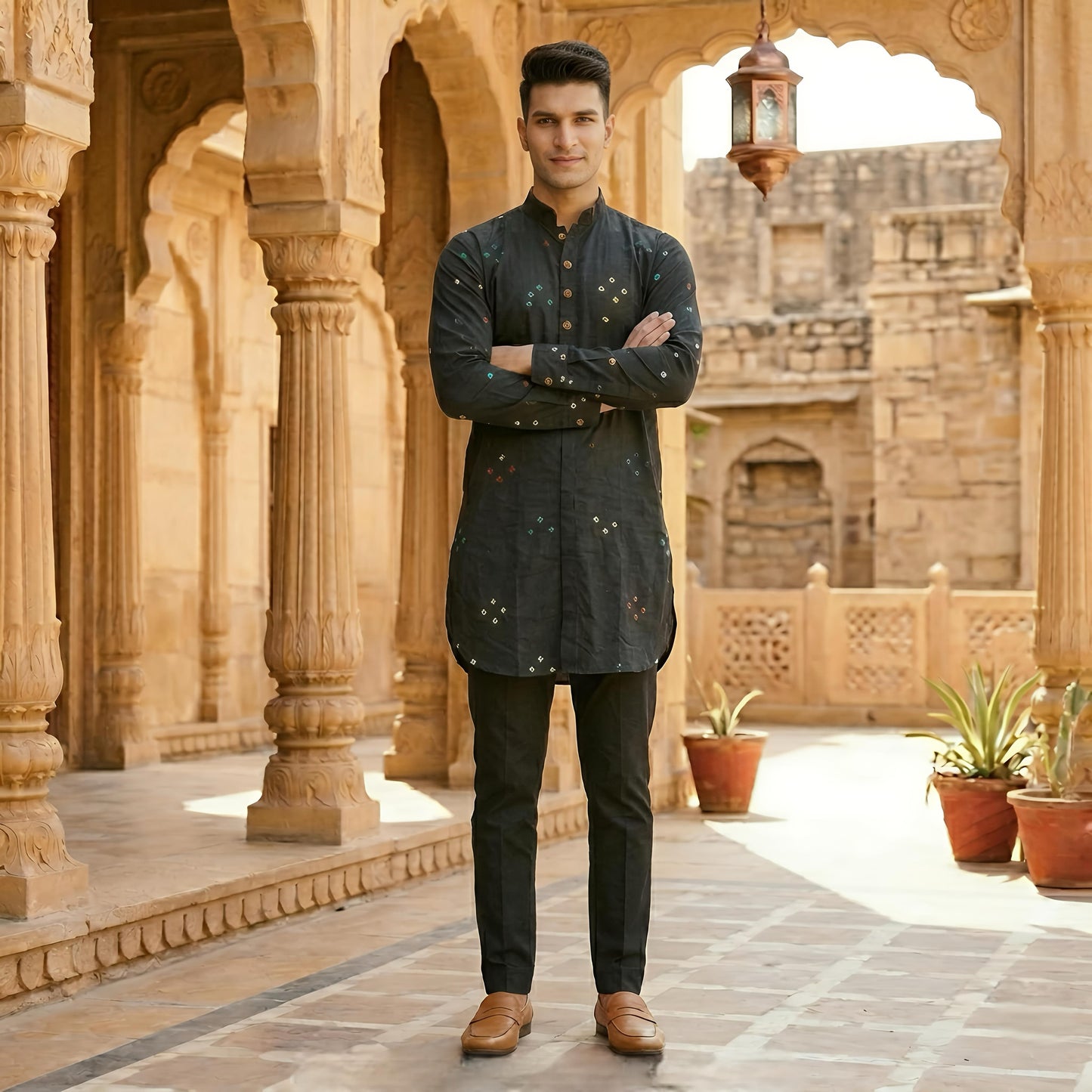 Black Edition | Bandhej Short Kurta