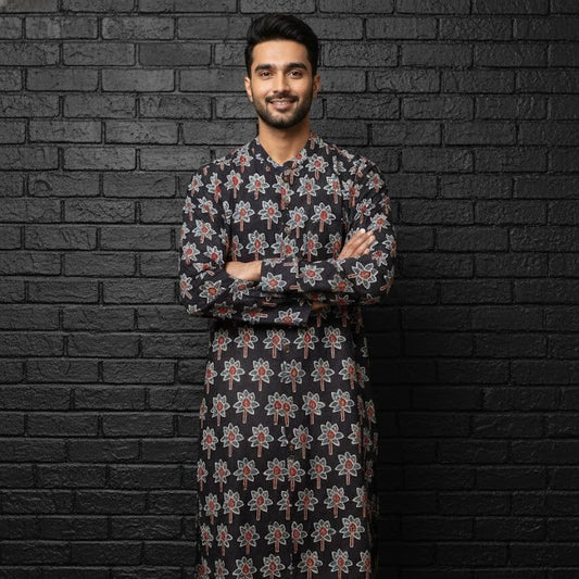 Ajrakh Kurta | Shadow Petals