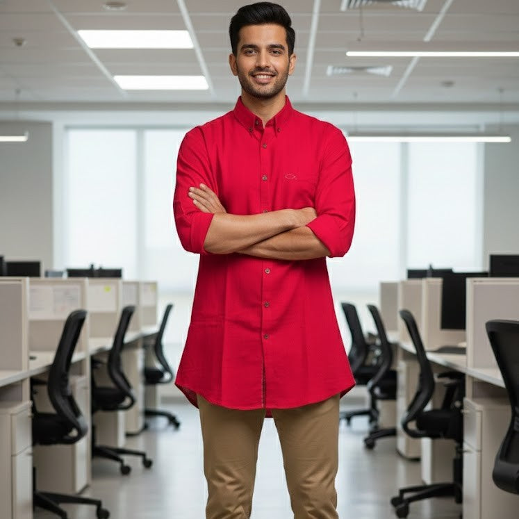 Cotton Slub Shirt | Sandstone Sorbet