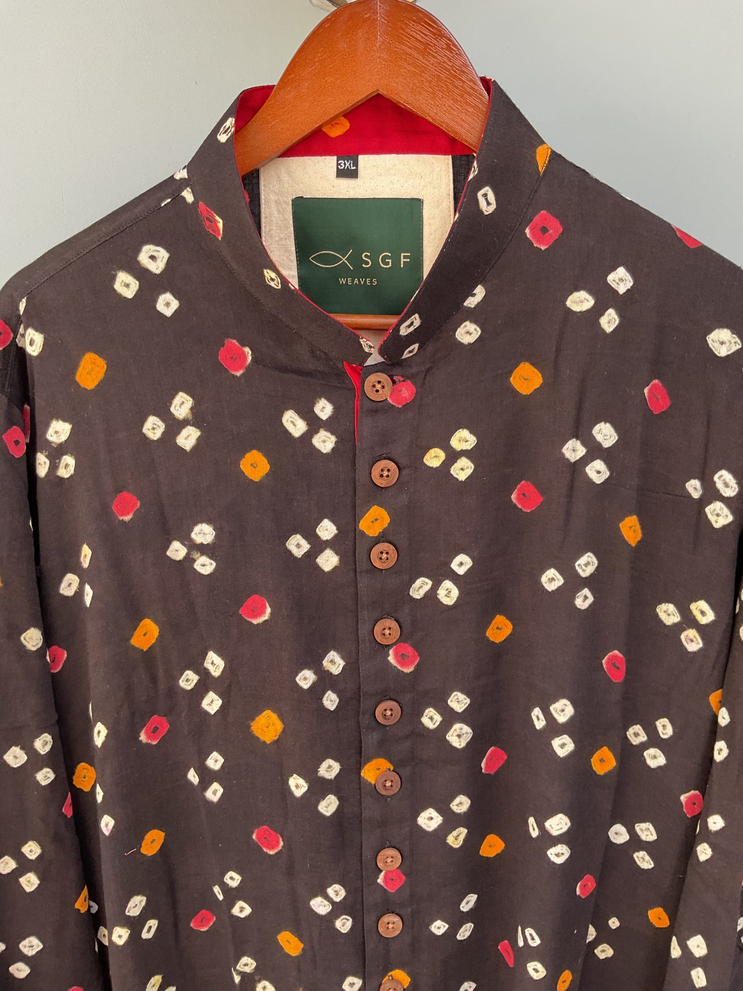 Black Tie-Dye Bandhej Kurta