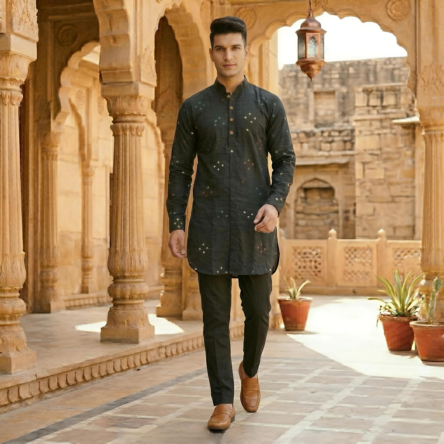 Black Edition | Bandhej Short Kurta