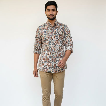 Ajrakh Casual Shirt | Earthen Ivory