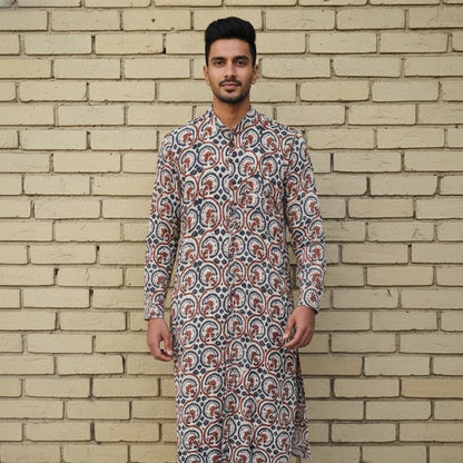Ajrakh Kurta | Earthen Ivory