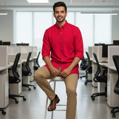 Cotton Slub Shirt | Sandstone Sorbet