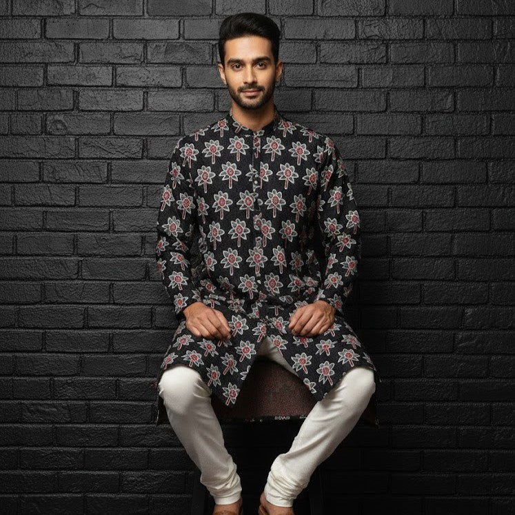 Ajrakh Kurta | Shadow Petals