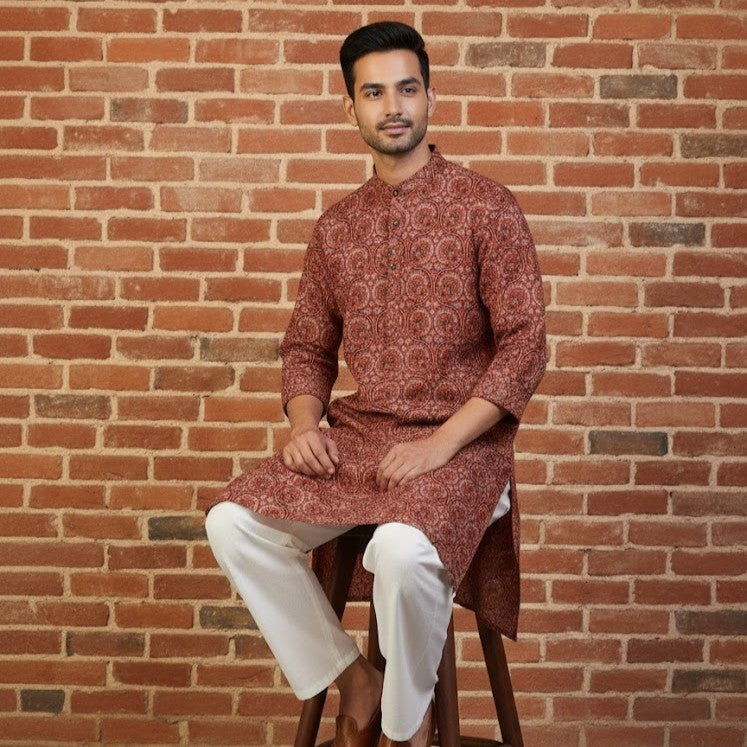 Ajrakh Kurta | Crimson Craft