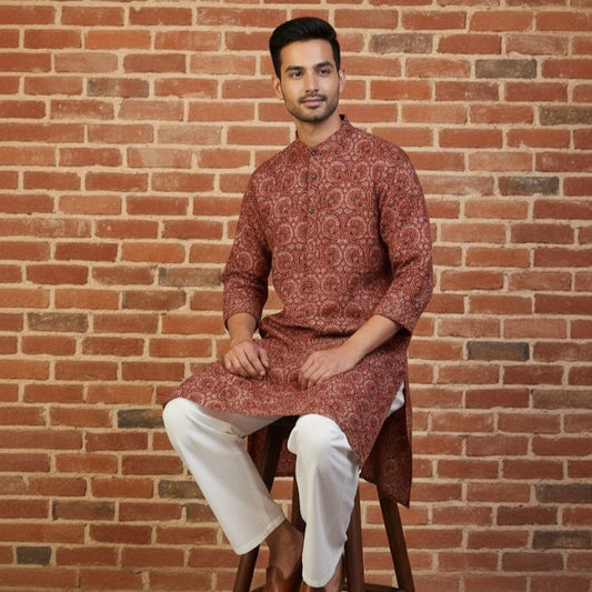 Ajrakh Kurta | Crimson Craft