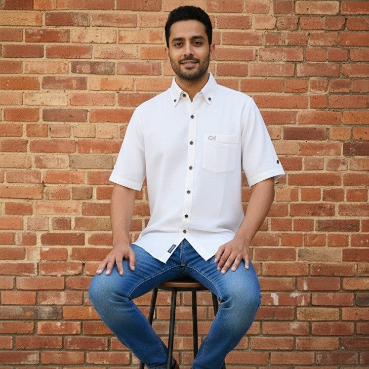 Cotton Linen Shirt | Ivory Breeze