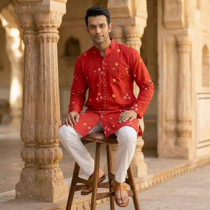 Red Edition | Bandhej Long Kurta