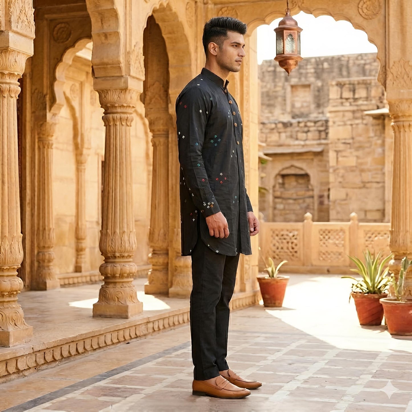 Black Edition | Bandhej Short Kurta