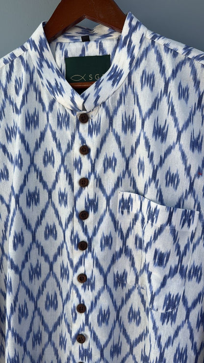Ikat Heritage Kurta | Vibrant Blues
