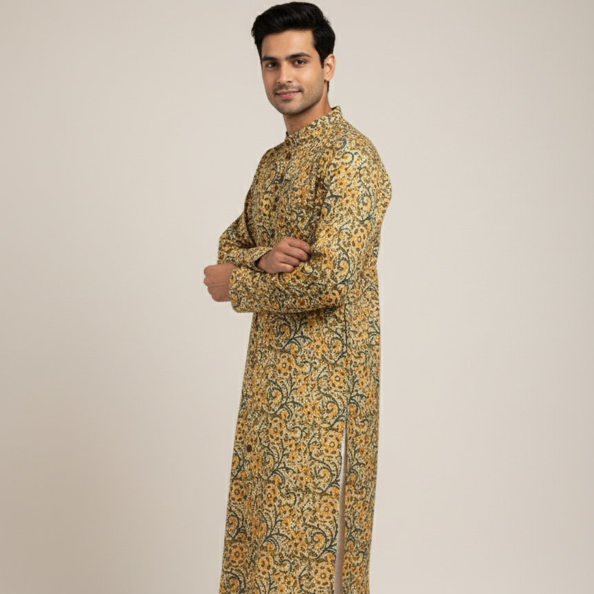 Poochampalli Kurta | Yellow Elegance
