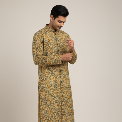 Poochampalli Kurta | Yellow Elegance