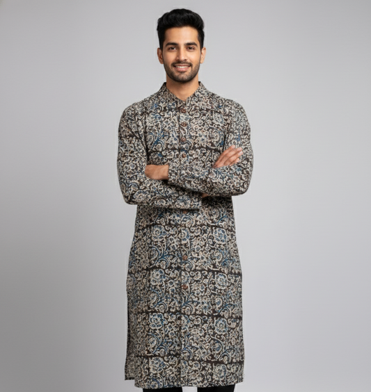 Poochampalli Kurta – Maroon  Elegance