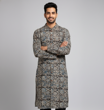 Poochampalli Kurta – Maroon  Elegance