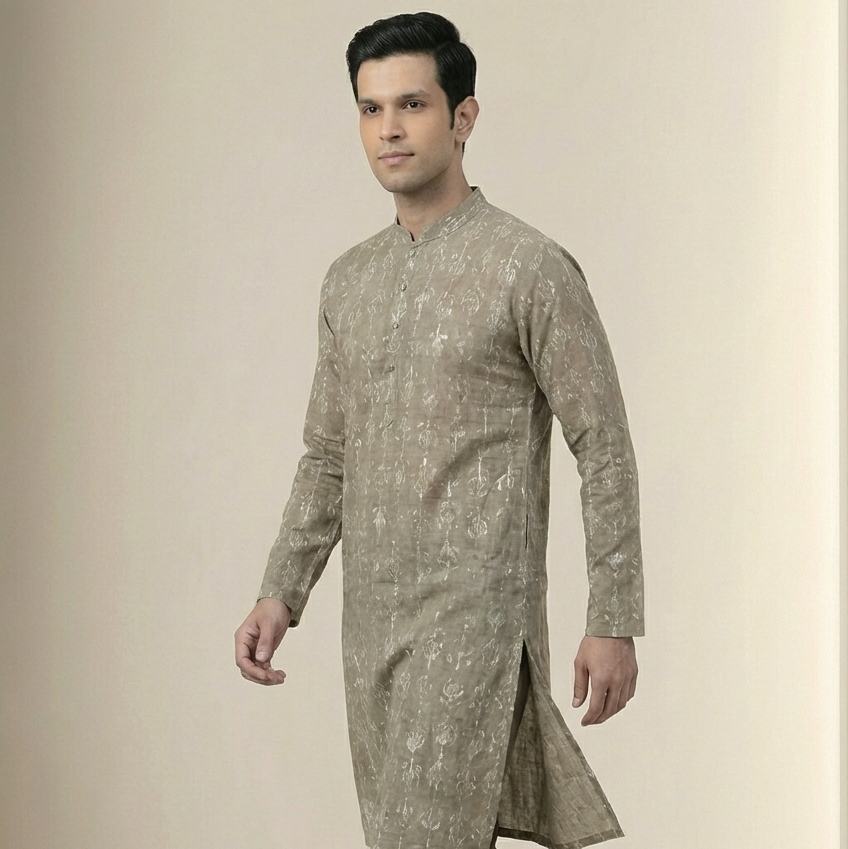 Man wearing a traditional kurta with a neutral background