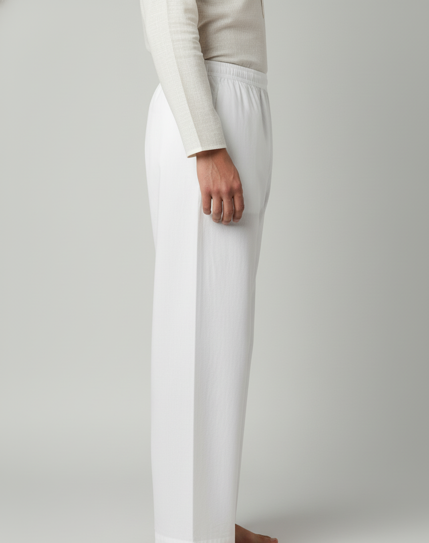 Ivory Cotton Satin Bottom | J Pants