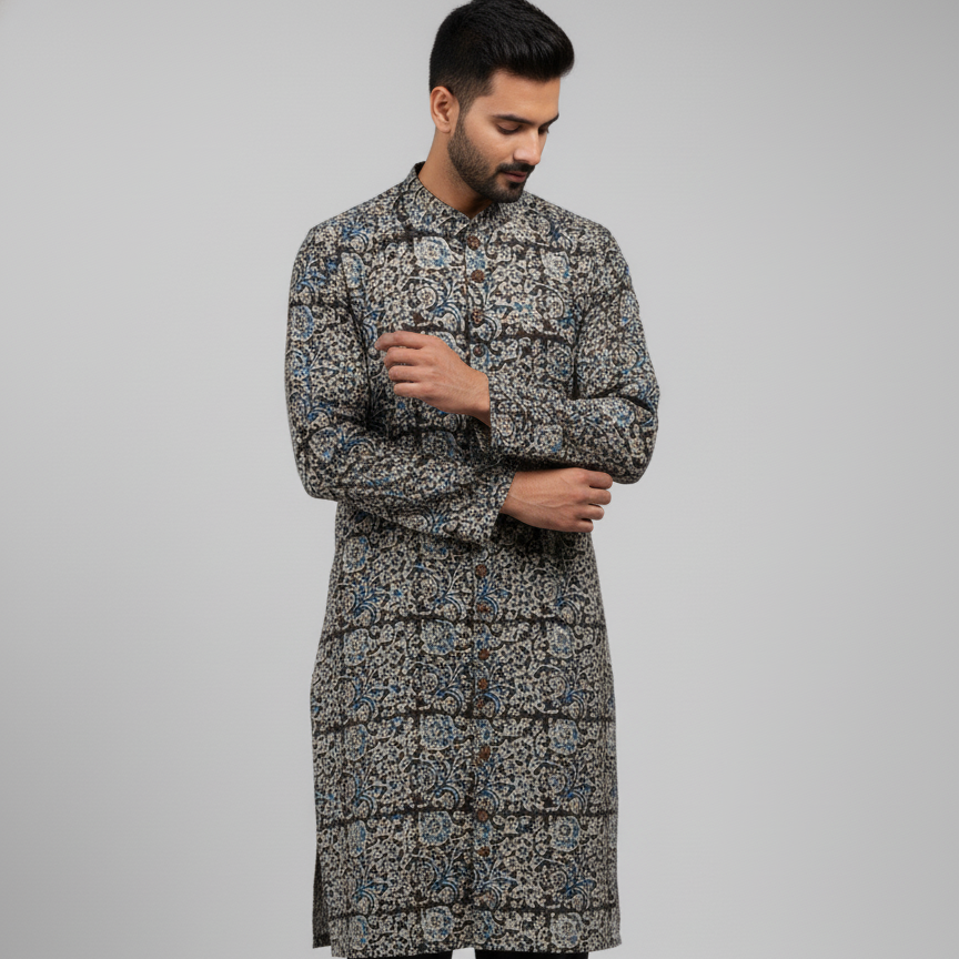 Poochampalli Kurta | Maroon Elegance