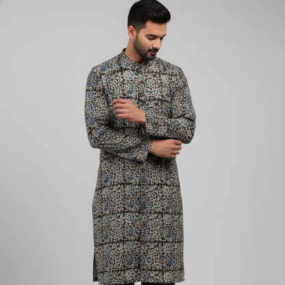 Poochampalli Kurta | Maroon Elegance