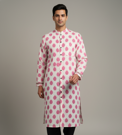 Pastel Harmony Ikat Kurta