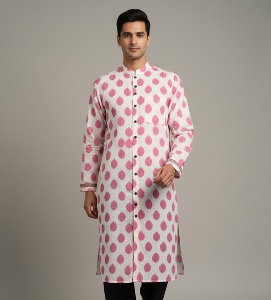 Pastel Harmony Ikat Kurta