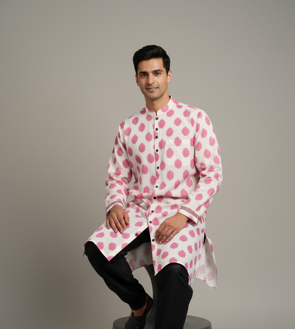Pastel Harmony Ikat Kurta