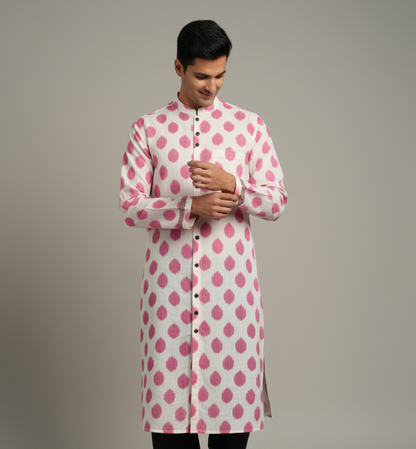 Pastel Harmony Ikat Kurta