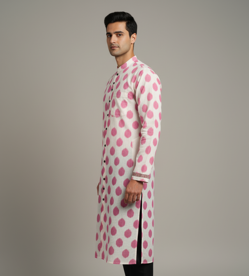 Pastel Harmony Ikat Kurta