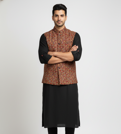 Poochampalli Heritage Jacket | Scarlet Edition