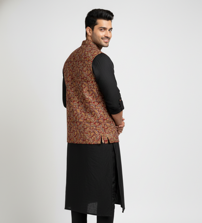Poochampalli Heritage Jacket | Scarlet Edition