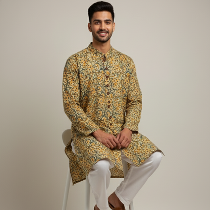 Poochampalli Kurta | Yellow Elegance