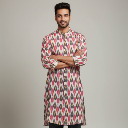 Ikat Heritage Kurta | Vibrant Hues