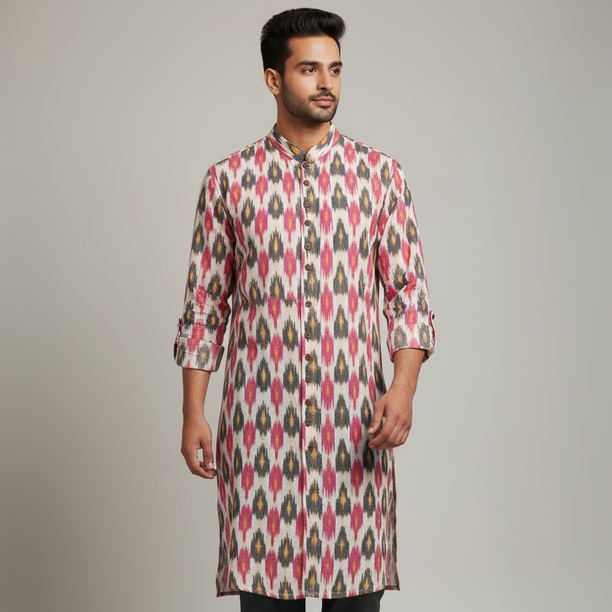 Ikat Heritage Kurta | Vibrant Hues