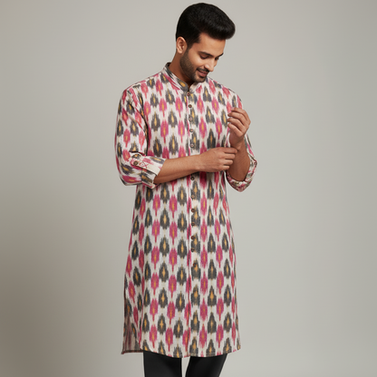 Ikat Heritage Kurta | Vibrant Hues