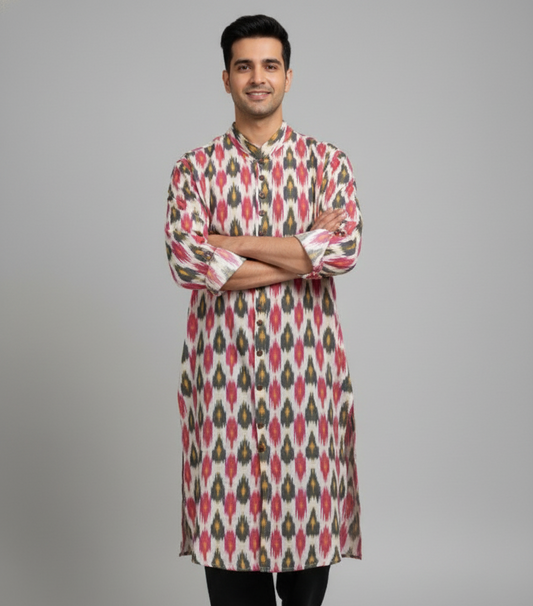 Ikat Heritage Kurta | Vibrant Hues