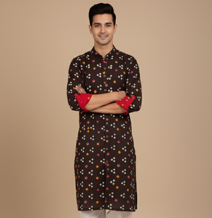 Black Tie-Dye Bandhej Kurta