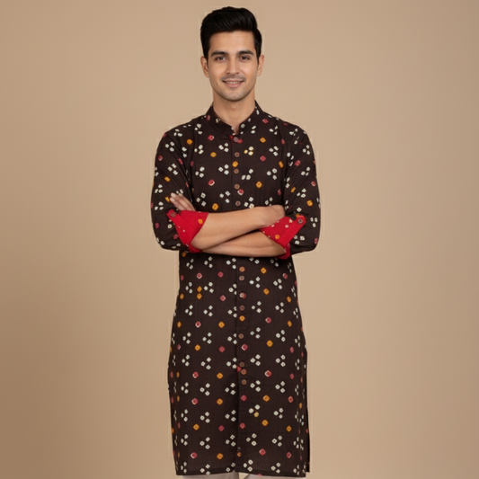 Black Tie-Dye | Bandhej Kurta