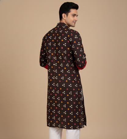 Black Tie-Dye Bandhej Kurta