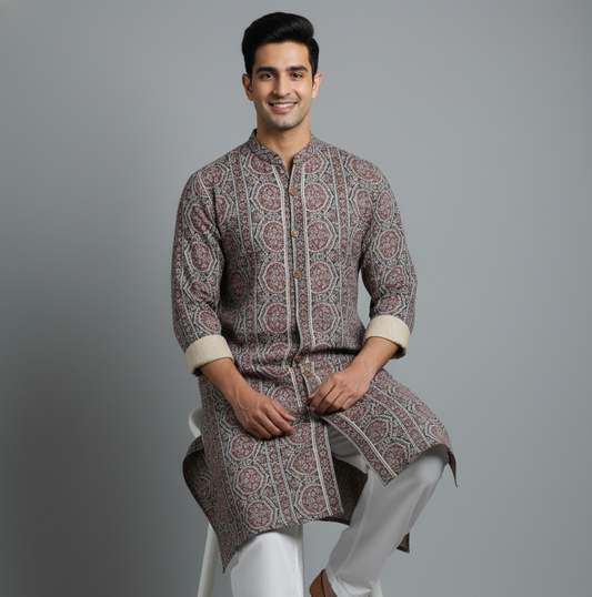 Ebony Ajrakh Block Print Kurta