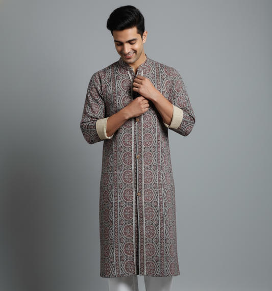 Ebony Ajrakh Block Print Kurta