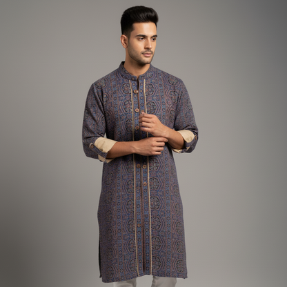 Ajrakh Heritage Kurta | Blue Edition